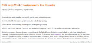 NSG 6005 Week 7 Assignment 3  Eye Disorder