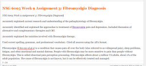 NSG 6005 Week 9 Assignment 3 Fibromyalgia Diagnosis