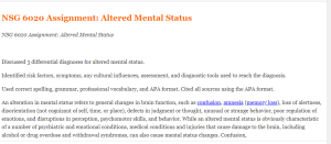 NSG 6020 Assignment Altered Mental Status