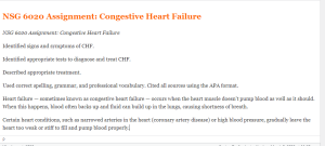 NSG 6020 Assignment  Congestive Heart Failure