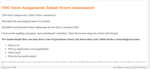 NSG 6020 Assignment  Infant Neuro Assessment