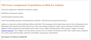 NSG 6020 Assignment  Populations at Risk for Asthma