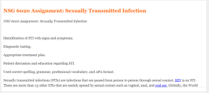 NSG 6020 Assignment  Sexually Transmitted Infection