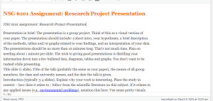 NSG 6101 Assignment  Research Project Presentation