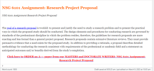 NSG 6101 Assignment Research Project Proposal