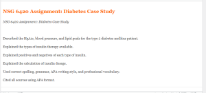 NSG 6420 Assignment Diabetes Case Study