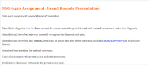 NSG 6420 Assignment  Grand Rounds Presentation