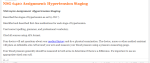 NSG 6420 Assignment  Hypertension Staging