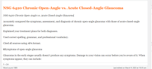 NSG 6420 Chronic Open-Angle vs. Acute Closed-Angle Glaucoma