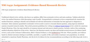 NSG 6430 Assignment  Evidence-Based Research Review
