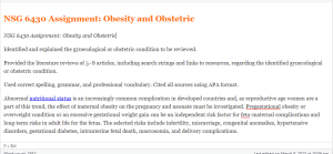 NSG 6430 Assignment Obesity and Obstetric