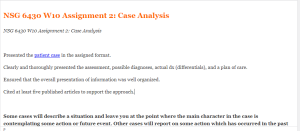 NSG 6430 W10 Assignment 2  Case Analysis