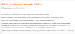 NSG 6435 Assignment  Asthma in Children