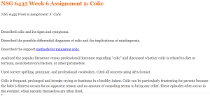 NSG 6435 Week 6 Assignment 2 Colic