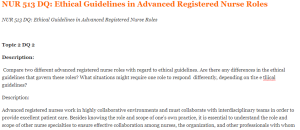 NUR 513 DQ Ethical Guidelines in Advanced Registered Nurse Roles