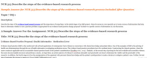 NUR 513 Describe the steps of the evidence-based research process