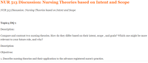 NUR 513 Discussion Nursing Theories based on Intent and Scope
