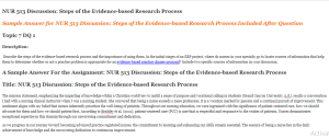 NUR 513 Discussion Steps of the Evidence-based Research Process