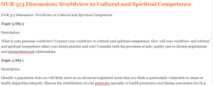 NUR 513 Discussion Worldview to Cultural and Spiritual Competence