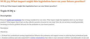 NUR 513 What impact might this legislation have on your future practice