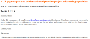 NUR 513 complete an evidence-based practice project addressing a problem