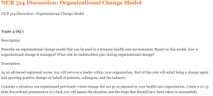 NUR 514 Discussion Organizational Change Model