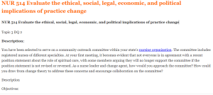 NUR 514 Evaluate the ethical, social, legal, economic, and political implications of practice change