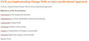NUR 514  Implementing Change With an Inter-professional Approach