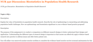 NUR 550 Discussion Biostatistics in Population Health Research