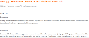 NUR 550 Discussion Levels of Translational Research
