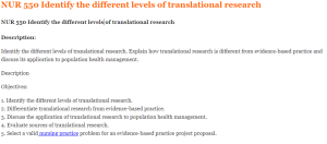 NUR 550 Identify the different levels of translational research
