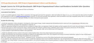 NUR 590 Benchmark- EBP Project Organizational Culture and Readiness