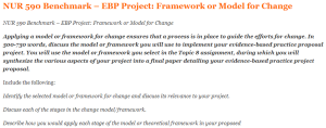 NUR 590 Benchmark – EBP Project Framework or Model for Change