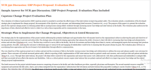 NUR 590 Discussion EBP Project Proposal Evaluation Plan