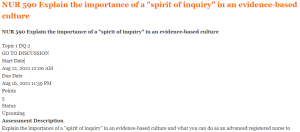 NUR 590 Explain the importance of a spirit of inquiry in an evidence-based culture
