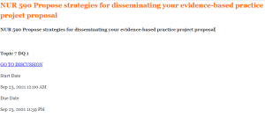 NUR 590 Propose strategies for disseminating your evidence-based practice project proposal
