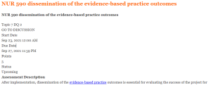 NUR 590 dissemination of the evidence-based practice outcomes
