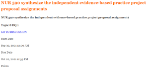 NUR 590 synthesize the independent evidence-based practice project proposal assignments