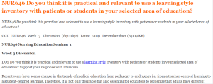 NUR646 Do you think it is practical and relevant to use a learning style inventory with patients or students in your selected area of education
