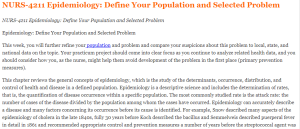 NURS-4211 Epidemiology Define Your Population and Selected Problem