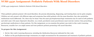 NURS 4430 Assignment Pediatric Patients With Mood Disorders