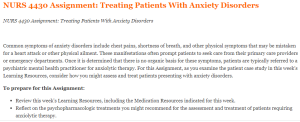 NURS 4430 Assignment Treating Patients With Anxiety Disorders