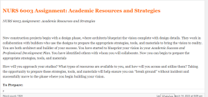 NURS 6003 Assignment Academic Resources and Strategies