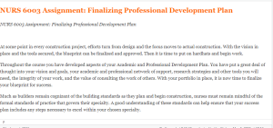 NURS 6003 Assignment Finalizing Professional Development Plan  