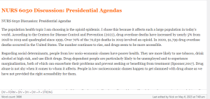 NURS 6050 Discussion Presidential Agendas