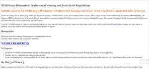 NURS 6050 Discussion Professional Nursing and State Level Regulations