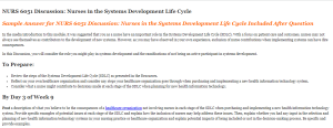 NURS 6051 Discussion Nurses in the Systems Development Life Cycle