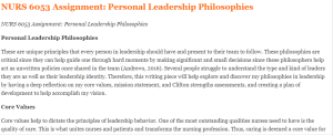NURS 6053 Assignment Personal Leadership Philosophies