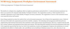 NURS 6053 Assignment Workplace Environment Assessment