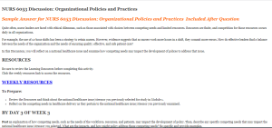 NURS 6053 Discussion Organizational Policies and Practices 